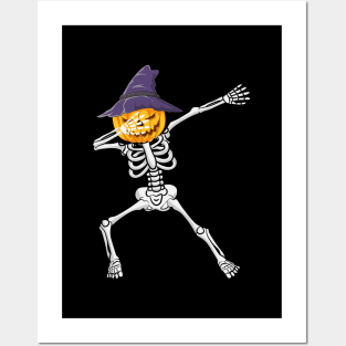 Dancing Skeletons Dabbing Skeleton Dab Boys Girls Halloween Posters and Art